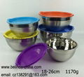 Chaozhou Caitang Stainless Steel 18-30cm Mixing Bowl Set with Color Lid/Cover