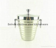 1L 2L Double Layer Stainless Steel Ice Bucket with Ice Tong