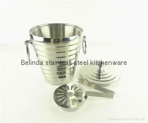 1L 2L Double Layer Stainless Steel Ice Bucket with Ice Tong 3