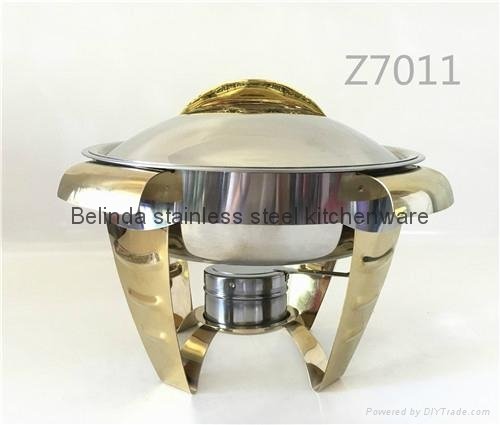 Stainless Steel Buffet Chafing Dish with Golden Color Handle