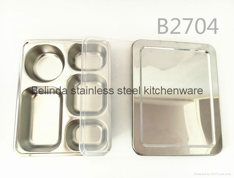 Hot Stainless steel 3 compartments food storage lunch box 
