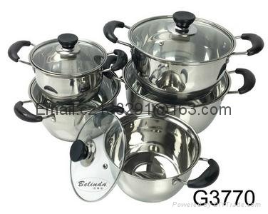 5pcs Stainless Steel Cookware Pot Set with Glass Lids