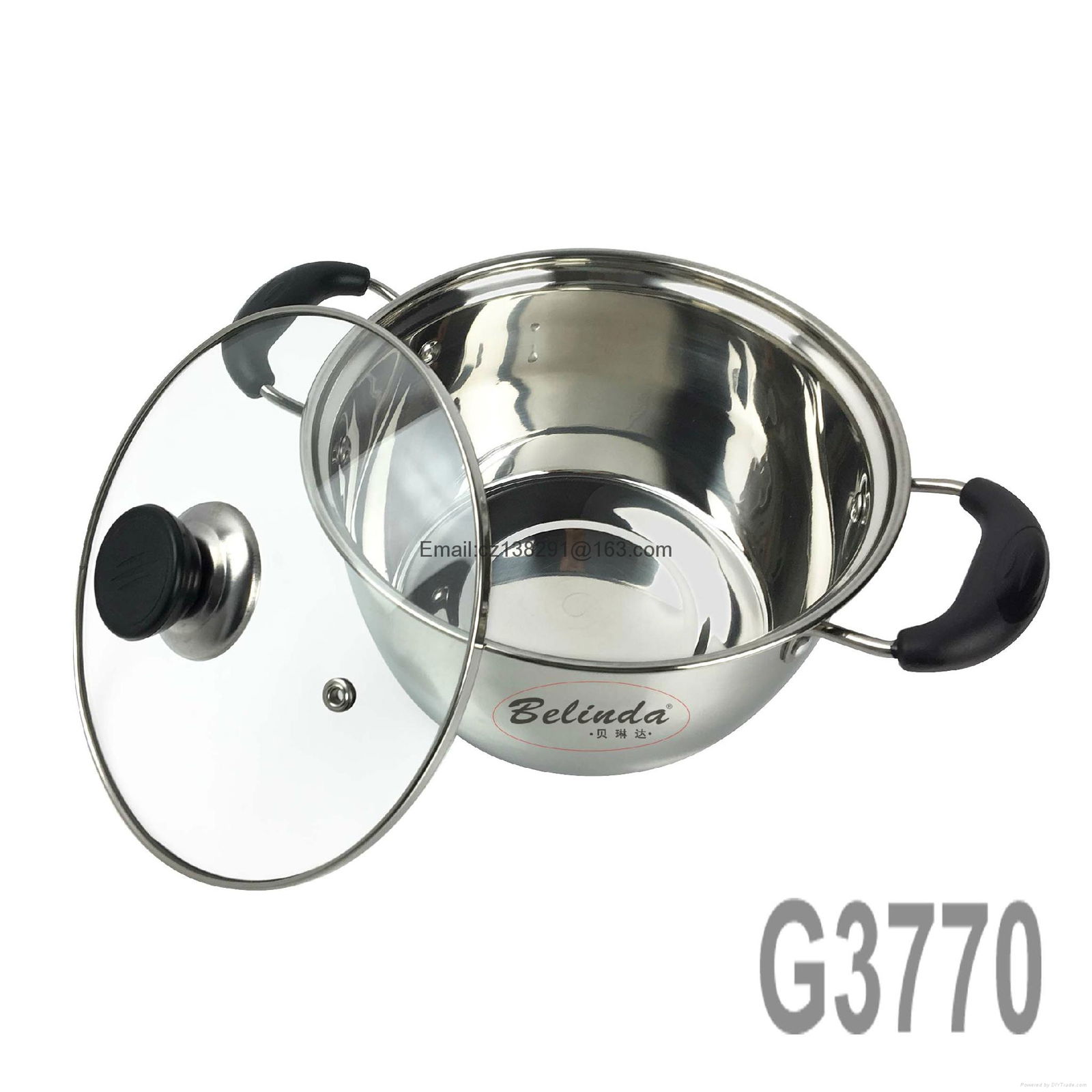 5pcs Stainless Steel Cookware Pot Set with Glass Lids 4