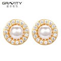 2017 Round Shape Dubai Pearl Earrings tops design With Gold Plated