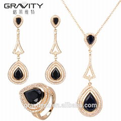 Unique Elegant Black Stone Bridal Jewelry Set For Weeding