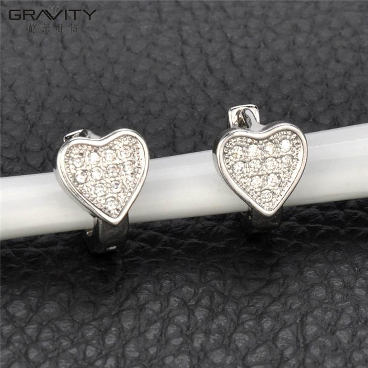 Simple fashion small heart sharp silver hoop earring jewelry 4