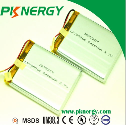 Rechargeable 785060 2400mah 3.7v lithium polymer li po battery 3