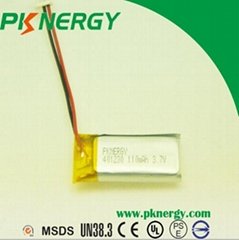 Rechargeable Batteries 401230 110mAh 3.7V lithium polymer battery for bluetooth 