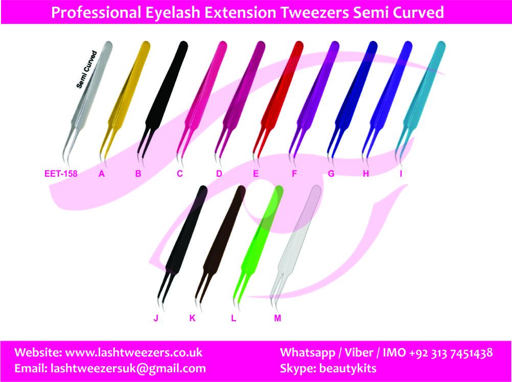 Professional Eyelash Extension Tweezers Semi Curved