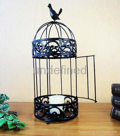 table decoration home decoration bird cage shape metal candle holder