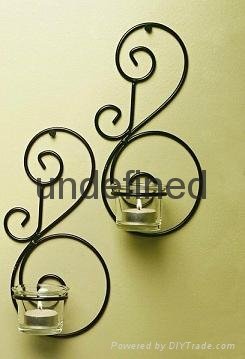wall mounted set of two metal candle holder home decoration 