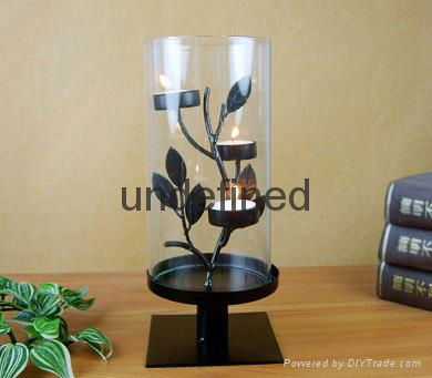 cylinder  metal candle holder with glass without candle for home decoration 