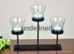 home decoration table metal tea light holder with glass cup without tea light