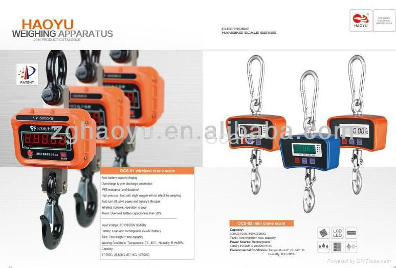 Electronic Hanging Crane Scale Easy Remote Controlling 3T 3