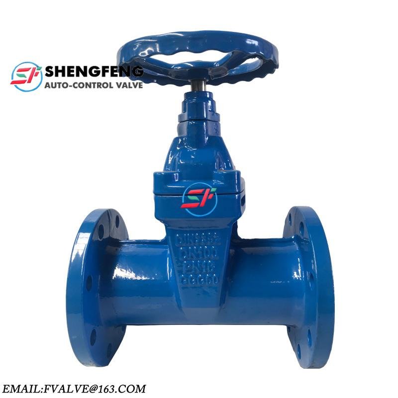 DIN3302 F5 PN16 cast iron water resilient seat wedge gate valve