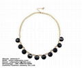 Black resin stones gold chain long necklace 1