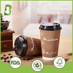 Disposable hot drinking 600ml double wall paper cup custom print