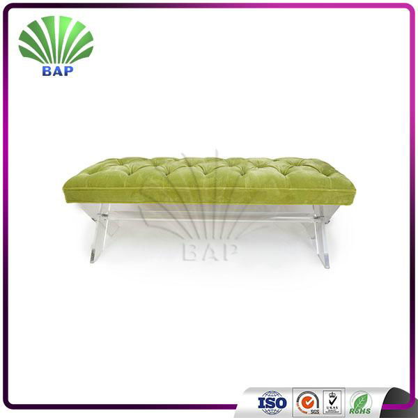 Eco-Friendly Morden Bed Side Furniture Clear Acrylic Bed end Bench with Acrylic 