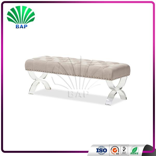 Eco-Friendly Morden Bed Side Furniture Clear Acrylic Bed end Bench with Acrylic  2