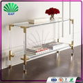 Modern coffee table clear acrylic console table with mirror luxury curved glasse 2