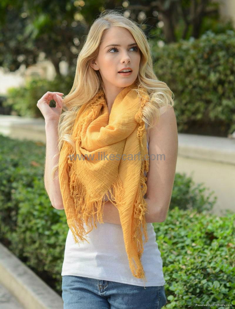 Plain Color Soft Spring Autumn Fringed Women Scarf Shawl Wrap Wholesale