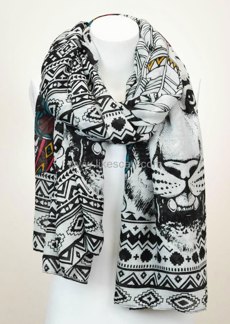 Fashion Animal Printing Polyester Pashmina Scarf Shawl Wraps Factory 2