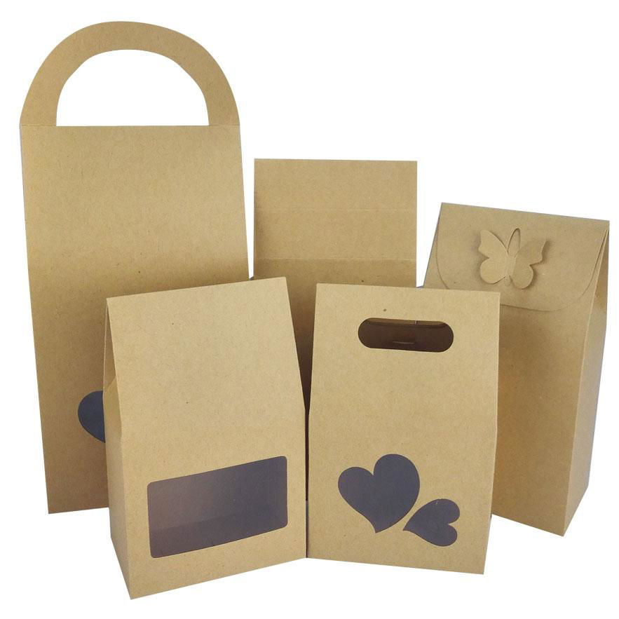 customized kraft paper bags with PVC window and handle 5