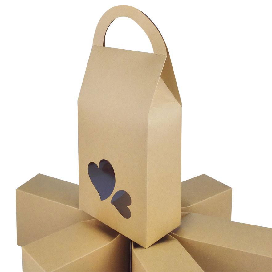 customized kraft paper bags with PVC window and handle 2