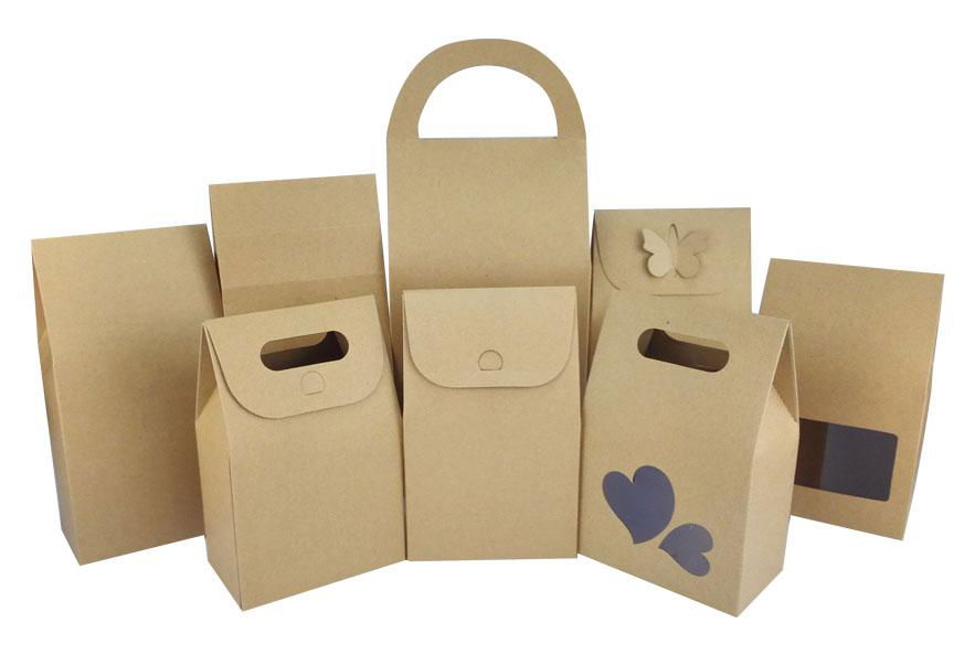 customized kraft paper bags with PVC window and handle
