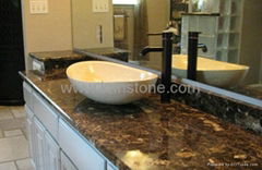 Emperador Light Marble Vanity Tops,Bathroom Worktop with Half Bevel Edge