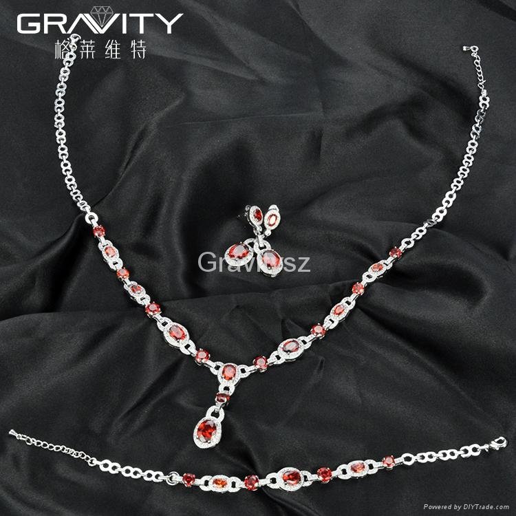 Gravity Custom luxury style cz zirconia imitation silver jewelry set 5