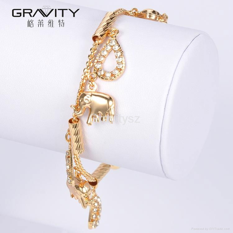 2017 new Gold Plated Elephant Pendant charm Bracelet Bangle Jewelry 5