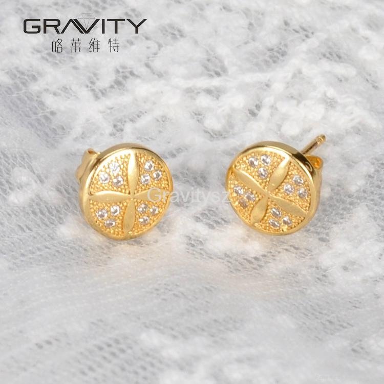 2017 trend 18k golden stud earring jewelry designs for women and ladies