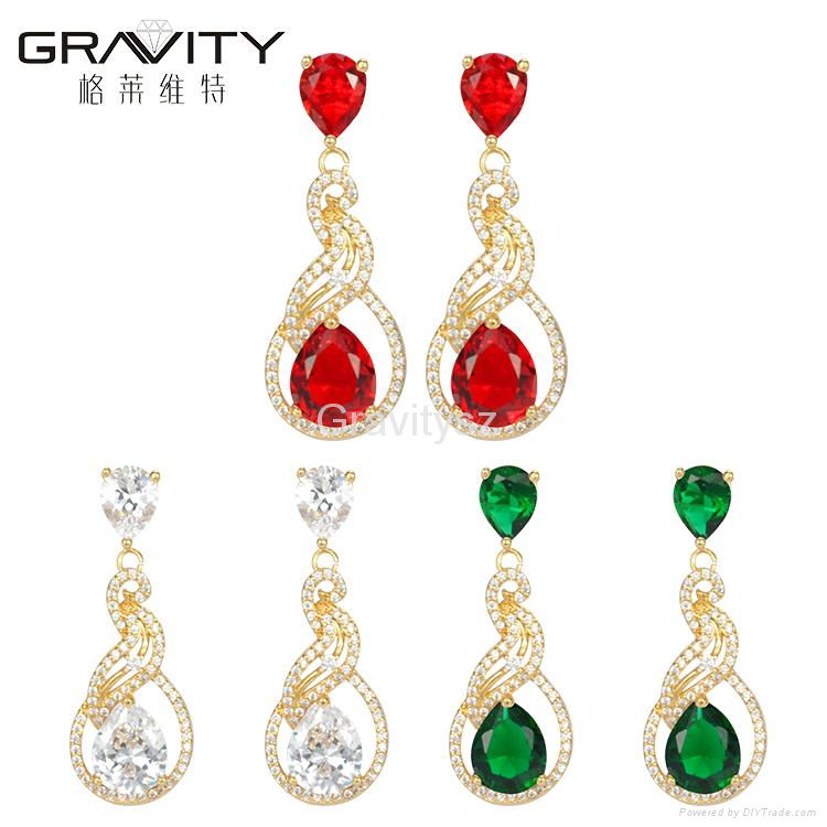 2017 newest Stylish diamond Gold Plated drop earring Jewelry