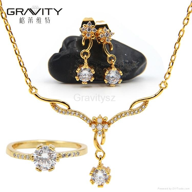 2017 latest design fashion 18k gold plated wedding handmade necklace jewelry set