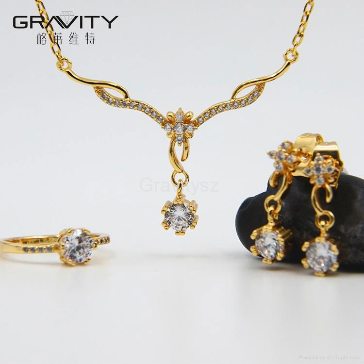 2017 latest design fashion 18k gold plated wedding handmade necklace jewelry set 2