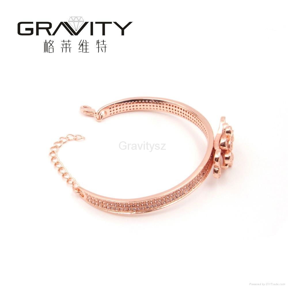 SHZH-006 Gravity jewelry rose gold color bangle, Brillant flower latest Design w 2