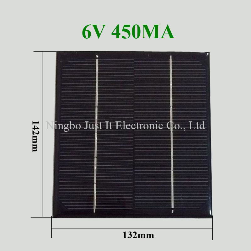 6V 450mA 2.7W 132x142mm Epoxy Resin Solar Panel
