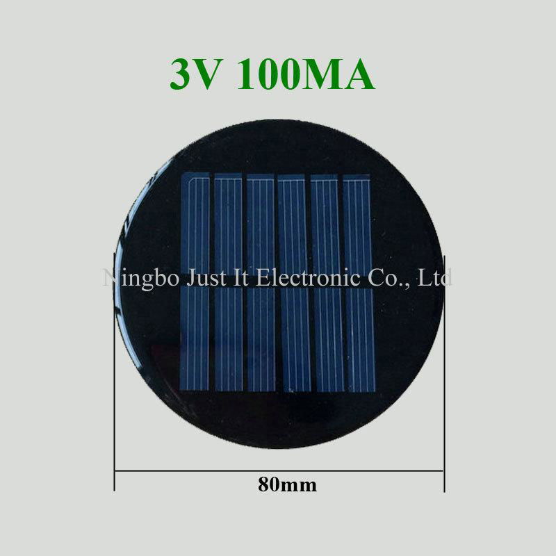 3V 100mA 0.3W Diameter 80mm Round Mini Solar Panel