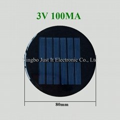 3V 100mA 0.3W Diameter 80mm Round Mini Solar Panel