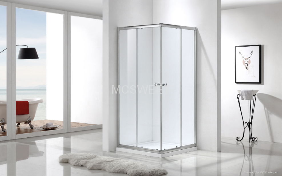 Square Double Sliding Doors Shower Enclosure