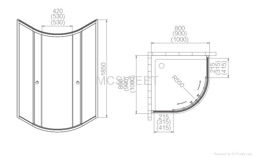 Semi-arc Shape Double Sliding Doors Shower Enclosure 3