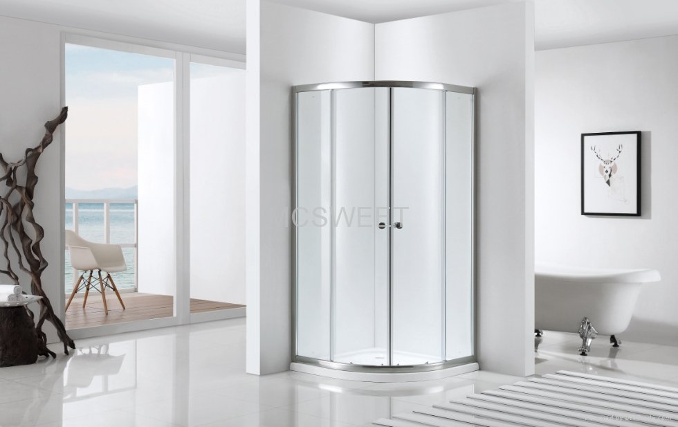 Semi-arc Shape Double Sliding Doors Shower Enclosure 2
