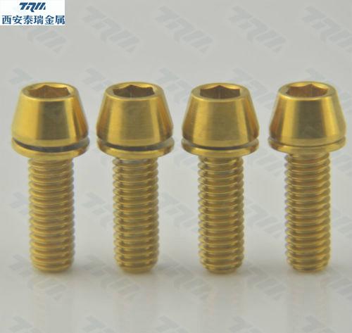 4 Pcs M5x16 Titanium Golden color Screw Allen Hex Tapered Socket Cap Head Ti Bol