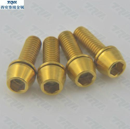 4 Pcs M5x16 Titanium Golden color Screw Allen Hex Tapered Socket Cap Head Ti Bol 3