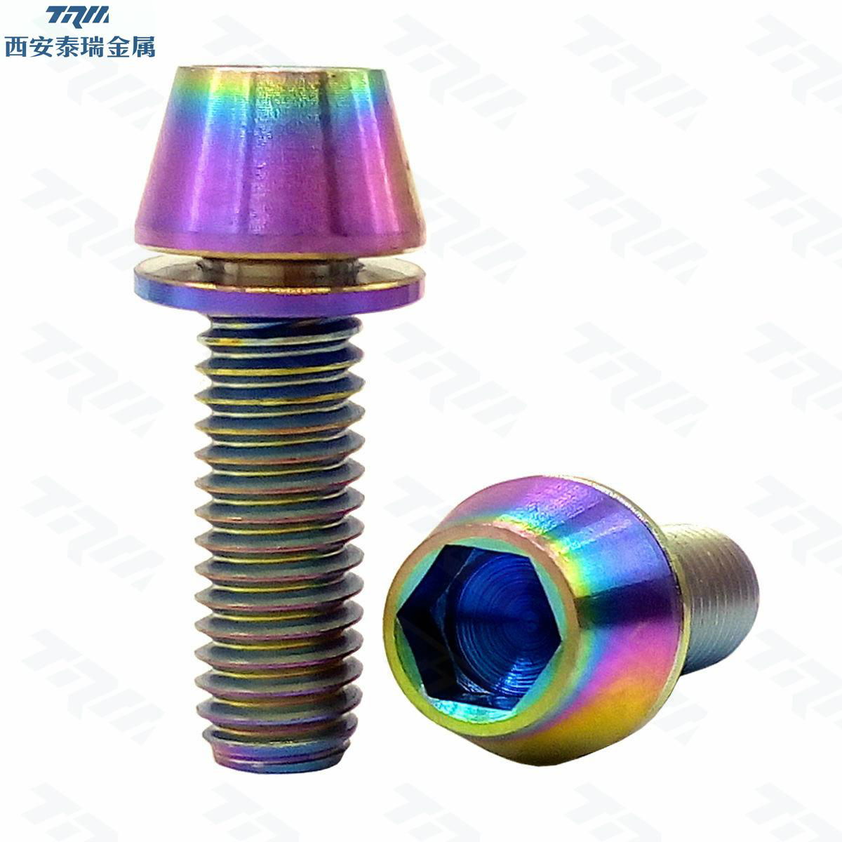 Rainbow Titanium Bolt M5x20 Tapered Hex Allen Head Bicycle Bike Screw+Washer ..