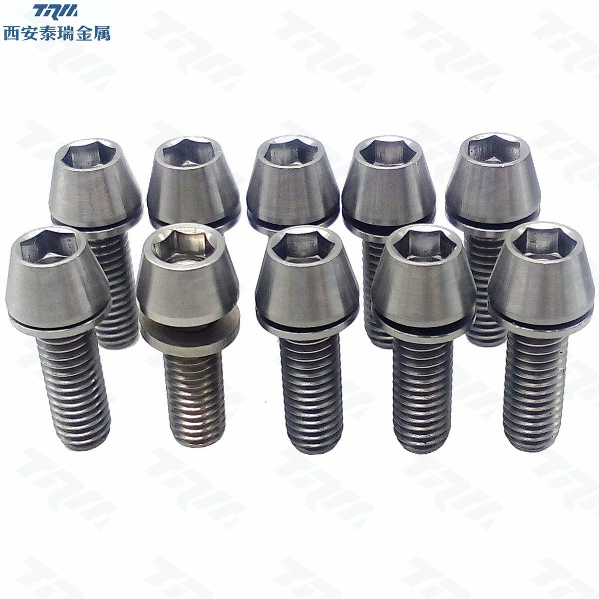 4Pcs Ti Motor Bike M6X18 Titanium Seatpost Hex Tapered Head Bolts Screw+Washer . 3