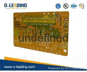 4L yellow soldermask PCB Assembly in China, 1.8mm finished board thickness, 