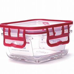 Color Square High Borosilicate Food Glass Container With Lid 