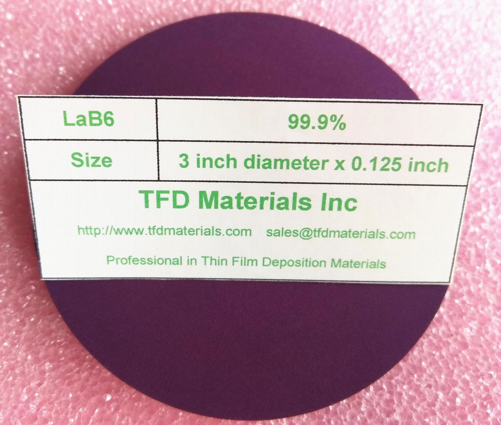 Lanthanum Hexaboride LaB6 disc target